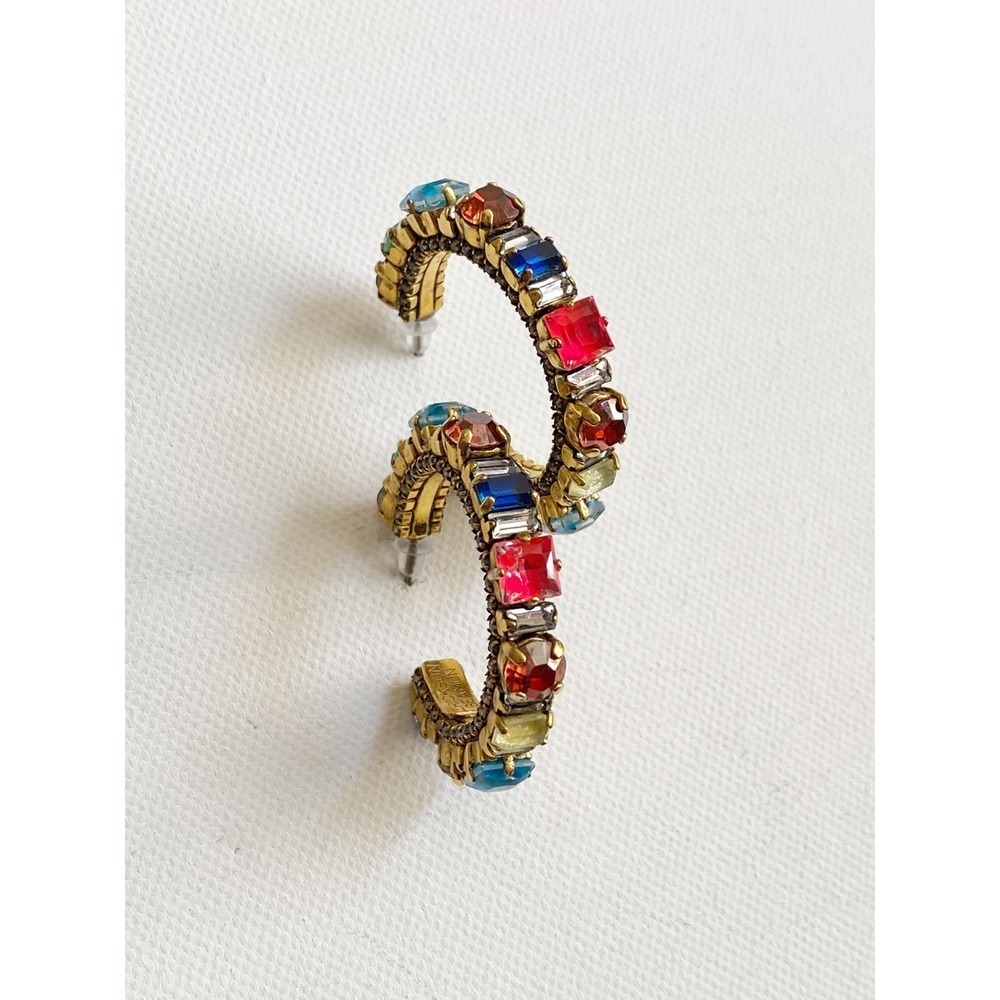 Erickson Beamon Funhouse Hoop Earrings 24k Gold Vermeil Plated Swarovski $303
